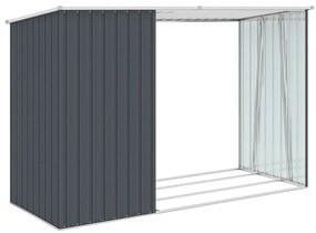 Abrigo de lenha jardim 245x98x159cm aço galvanizado antracite