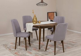 Conjunto de Mesa de Jantar Extensível Vina – Nogueira e Cinza – Mesa 1