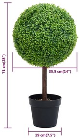 Planta artificial buxo em forma de esfera com vaso 71 cm verde