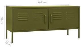 Móvel de TV aço 105x35x50 cm verde-azeitona