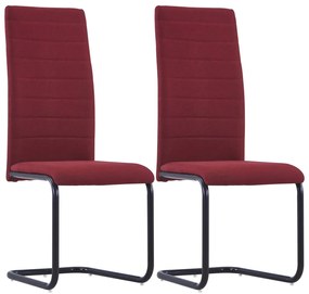 vidaXL Cadeiras de jantar cantilever 2 pcs tecido vermelho tinto