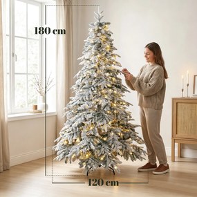 Árvore de Natal Artificial Nevada, 120 x 120 x 180 cm, Pré-iluminada, Verde
