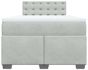 Cama boxspring com colchão 120x190 cm veludo cinzento-claro