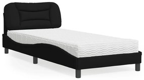 vidaXL Cama com colchão Hvar 90x190 cm tecido preto