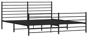 Estrutura de cama com cabeceira e pés 193x203 cm metal preto