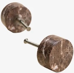 Pack De 2 Puxadores Em Pedra Natural E Aço Inoxidável Jareia Mármore Castanho Emperador - Sklum