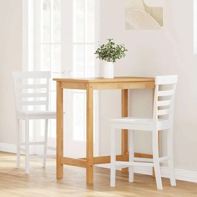Bancos de bar 2 pcs madeira de seringueira maciça branco