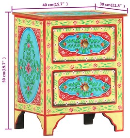 Mesa de cabeceira pintada à mão 40x30x50 cm mangueira maciça