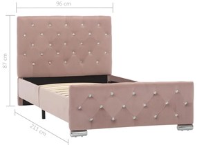 Estrutura de cama 90x200 cm veludo rosa