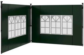 Outsunny Conjunto de 2 Paredes Laterais para Tendas de 3x3m e 3x6m Paredes Laterais com Janelas Transparentes 293x193cm Verde Escuro