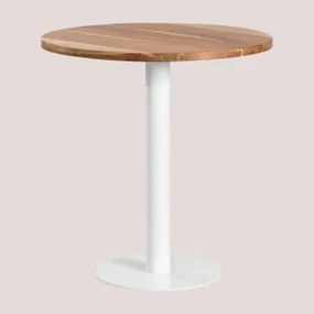 Mesa De Bar Redonda Em Madeira De Acácia Xiren Madeira De Acácia - Branco & Ø70 Cm - Sklum