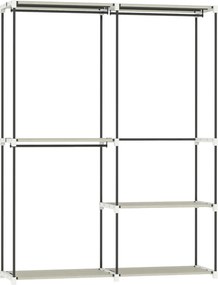 HOMCOM Armário de Roupa Aberto 142x43x185 cm Armário para Roupas com 4 Prateleiras de Tecido 3 Barras para Pendurar Creme | Aosom Portugal