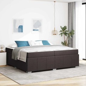 vidaXL Estrutura da Cama com colchão Marrom Escuro 200 x 200 cm tecido