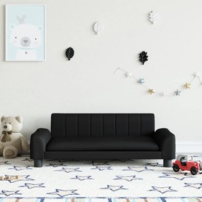 3196263 vidaXL Sofá infantil 90x53x30 cm couro artificial preto