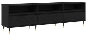 Armário de TV Carvalho Preto 150x30x44,5 cm Madeira Engenheirada