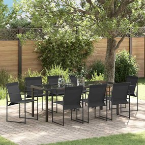 vidaXL Conjunto de Jantar de 9 Peças Preto em Textilene e Aço