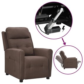 vidaXL Poltrona elevatória tecido cinzento-acastanhado