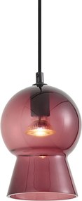 Candeeiro pendente retro preto com vidro roxo para sistema de calha monofásica - Iconic Bell