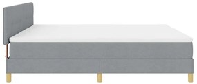 Cama Box com Colchão &amp; LED Cinza-Claro 200x200 cm Tecido