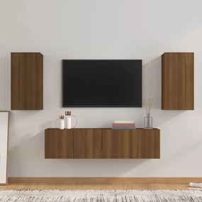 vidaXL Conjunto móveis de TV 4pcs madeira processada carvalho castanho
