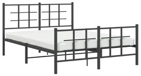 Estrutura de cama com cabeceira e pés 140x200 cm metal preto