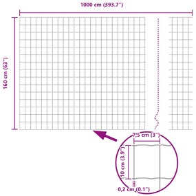 Cerca Euro com 7 Postes 1.6x10 m Aço Galvanizado Verde