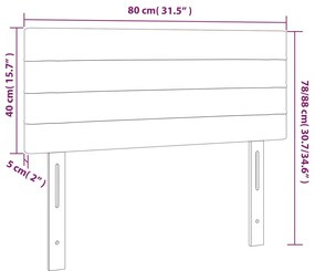 Cabeceira de cama c/ luzes LED veludo 80x5x78/88cm cinza-escuro