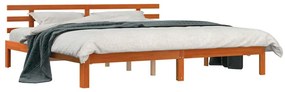 Estrutura de Cama Castanho Ceroso 200x200 cm Madeira Maciça de Pinho