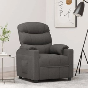 vidaXL Poltrona reclinável tecido cinzento-escuro