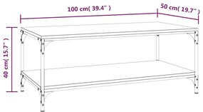 Mesa de centro 100x50x40cm derivados de madeira cinzento sonoma