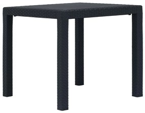 Conjunto bistrô 3 pcs plástico antracite com aspeto de vime