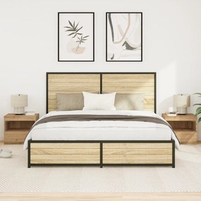 Camas de cabeceira vidaXL com luzes LED 2 pcs Carvalho Artisan 50x40x45 cm