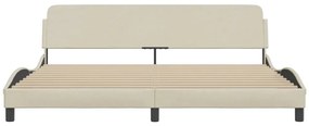Estrutura de cama sem colchão 200x200 cm tecido cor creme