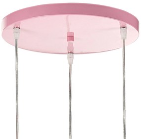 Candeeiro de teto em metal rosa com 3 abajures RABBIT Beliani
