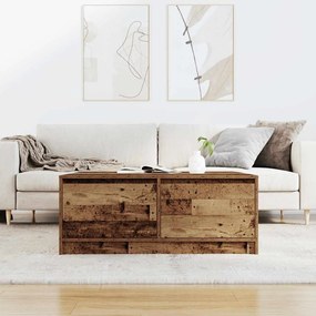 Mesa de centro com gavetas 100x100x40 cm madeira velha