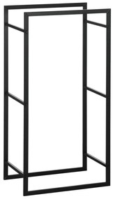 Outsunny Suporte para Lenha de Metal Prateleira de Armazenamento para Empilhar Troncos 50x30x100 cm Preto