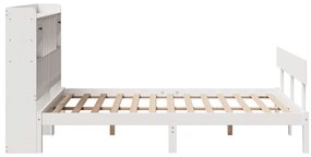 Cama com estante sem colchão 140x200 cm pinho maciço branco