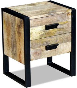 Mesa apoio 2 gavetas madeira de manga sólida 43x33x51 cm