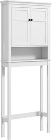 Móvel sobre Sanita Armário para Máquina de Lavar Roupa com 2 Portas Compartimento e Prateleira Ajustável 70x20x175 cm Branco