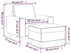 Poltrona com apoio de pés 60 cm tecido preto