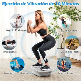 Plataforma vibratória muscular com 10 intensidades e controlo remoto para emagrecer, queimar calorias e tonificar os músculos - Cinzenta