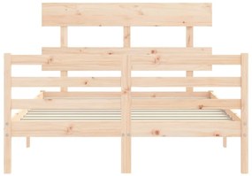Estrutura de cama com cabeceira 140x200 cm madeira maciça