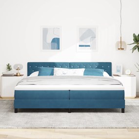 Cama Box com Colchão vidaXL Azul Escuro 200x200 cm Veludo