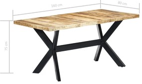 Mesa de jantar 160x80x75 cm madeira de mangueira áspera maciça