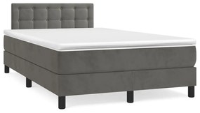 vidaXL Cama box spring colchão LED 120x190cm couro artif. cinza-escuro