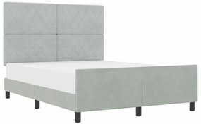Cama vidaXL Cinza Claro 140x190 cm em Veludo