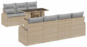 Conjunto de Sofá de Jardim vidaXL com Almofadas Bege Vime Poliéster