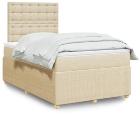 Cama boxspring com colchão 120x190 cm tecido cor creme