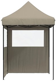 Tenda p/ festas pop-up dobrável c/ 2 paredes cinza-acastanhado