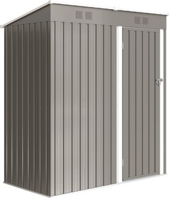 Outsunny Abrigo de Jardim em Metal Encostável 2 Grades de Ventilação Telhado Inclinado Anti-UV 163x90x179cm Cinza Claro | Aosom Portugal